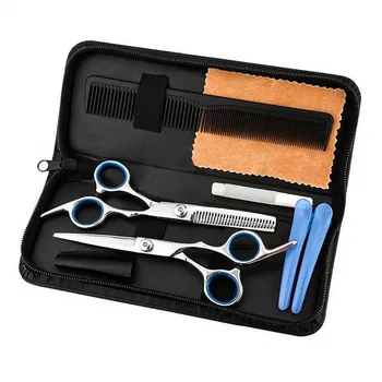 

High Quality Stainless Steel Hair Cutting Thinning Scissors Barber Shears Hairdressing Set With Elastic Bands For Salon And Home