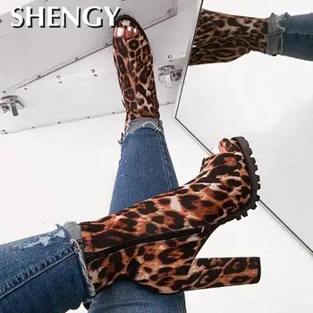 

2020 Women Pumps Spring Flock Fall Office Shoes Breathable Square Heel Boots Woman Platform Heels Party Wedding Shoes