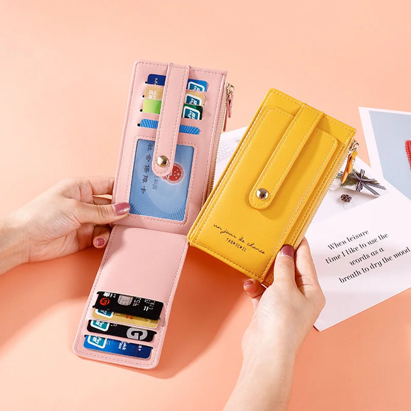 RFID, женские держатели для карт, мягкая кожа, портмоне, кошельки, женские, бизнес, кредитные карты, кошелек, дамские, двойная молния, мини-клатч