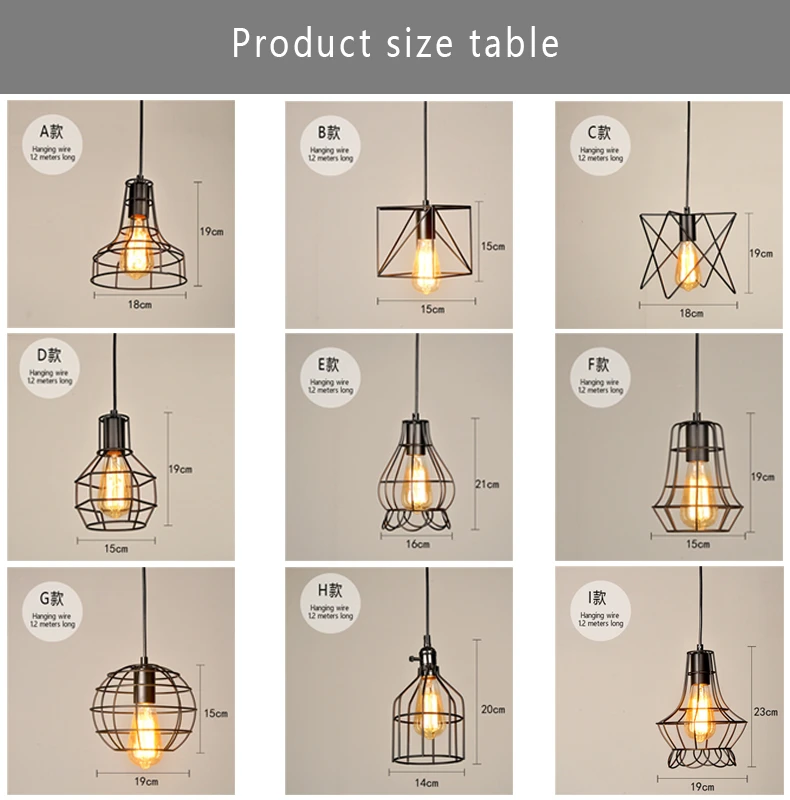 E27 Led Vintage Cage Pendant Lights Indoor Lighting Retro Light Fixture Pendant Lamps For Living Room Decor For Kitchen Lamp pendant chandelier