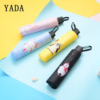 

YADA High Quality Cartoon Bear&Penguin&Cat&Rabbit&Fox Umbrella Rain Charm Folding Umbrella For Women Windproof Umbrellas YS784