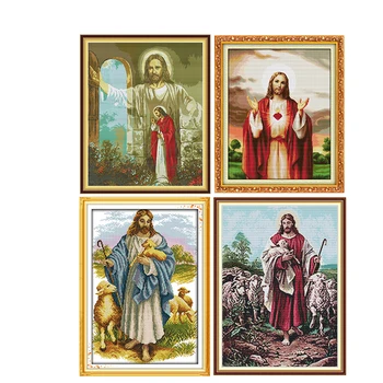 

Religious Figure Series DIY Cross Stitch Kit 14CT Printed Patterns Chinese Embroidery Sets DMC Fabric on Canvas for Home Decorat