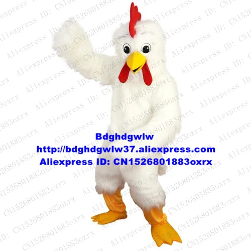 Costume De Poulet Blanc En Fourrure Longue Coq Coq Poussin Mascotte Personnage De Dessin Anime Programme Pour Enfants Fete D Anniversaire Zx659 Aliexpress