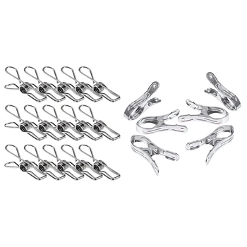 

30 Pcs Stainless Steel Clip Multi-Function Clip for Clothes Clothes Drying, 6 Pcs 12 X 2.2 cm & 24 Pcs 5.6 X 1 X 1.5cm