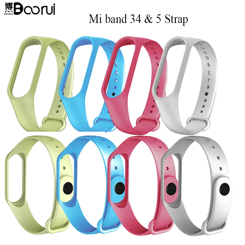 Ремешок BOORUI для Xiaomi mi band 5 6 4 3 силиконовый цветной металлический сменный Браслет