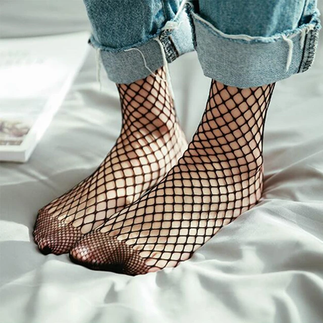 3 pares de moda verão feminino plissado grande fishnet tornozelo meias  altas laço laço malha net peixe meias curtas chaussettes venda quente -  AliExpress