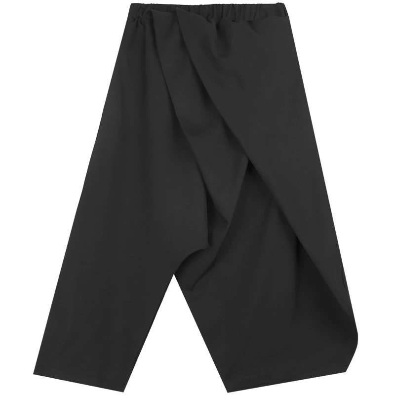 Men's pants spring autumn irregular fold Haren casual pants men eight pants young hairstylist Yamamoto wind