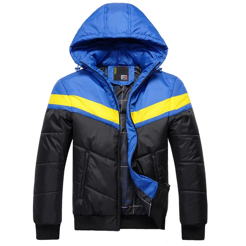 Autumn& Winter New Style Men Slim Fit Korean-style Mixed Colors Cotton Overcoat Yellow Blue Black Double Color Selectable