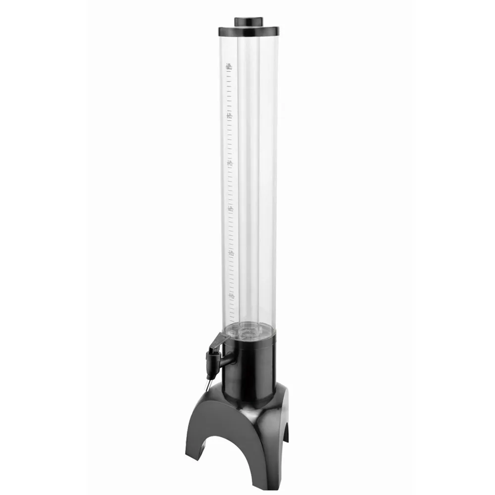 Beer Tower Dispenser, Commercial Cold Wine Beverage Dispenser Single Bowl  Juicer Dispenser with Ice Tube and LED Lights, Party Giraffe Tower,Black,3L