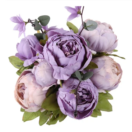 new purple Европейские искусственные пионы, декоративные вечерние, шелковые, искусственные пионы для дома, Осенние свадебные украшения, пионы, искусственные цветы 13 br - Цвет: new purple