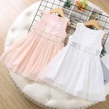 Летние модные платья принцессы с блестками для девочек, детские вечерние платья феи, 6 шт./партия