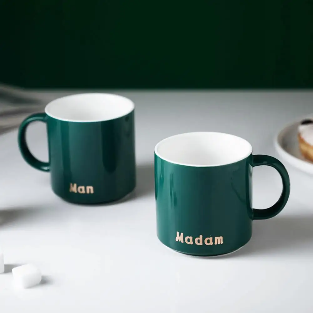 

Man/Madam Printed Ceramics Cups Large Capacity Water Cup Mug Nordic Retro Coffee Milk Cup Teacup