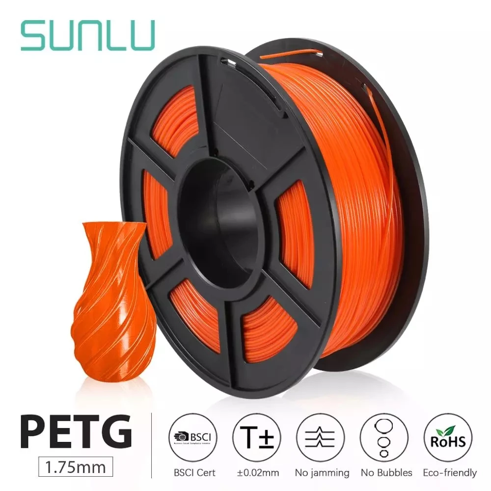 SUNLU 1 75 мм PETG Оранжевый 3D Принтер Нити точность размеров +/ 0 02 2 фунтов (1 кг) катушка