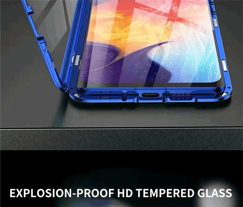 Магнитные поглощающие металлические флип-Чехлы для samsung Galaxy A50, задняя крышка для телефона, двухстороннее стекло, samsung A50 Galaxy ya50, броня