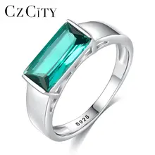 CZCITY, дизайн, большие кольца из чистого 925 пробы серебра для женщин, Роскошные зеленые кольца Anillos Mujer, аксессуары для помолвки и свадьбы, подарок