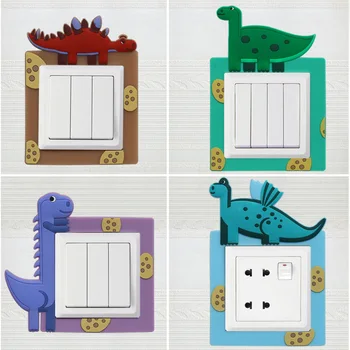 

Cartoon Dinosaur Switch Sticker Wall Sticker Switch And Socket Protector Cover Luminous Stickers Home On-Off Wall Decor Sticker