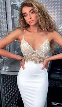 

2019 Summer Women Vestidos Sexy V Neck Spaghetti Strap Sleeveless Lace Floral Bodycon Bandage Dress Fashion Female Club Dress