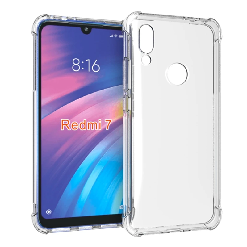 Прозрачный чехол для Xiaomi Redmi 7 противоударный прозрачный мягкий из ТПУ