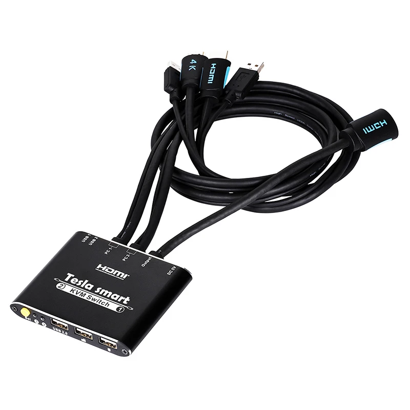2 порта USB HDMI Кабельный коммутатор KVM 2 порта HDMI коммутатор KVM 2x1 с дополнительной поддержкой порта USB2.0 4K* 2K KVM коммутатор с KVM кабелями