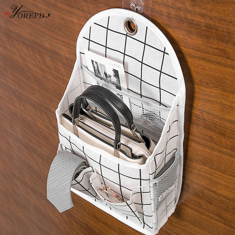 OYOREFD Wall Mounted Multi-function Waterproof Bag Organizer Cotton Linen Toiletry Bag Home Hanging Storage Bag Room Organizer