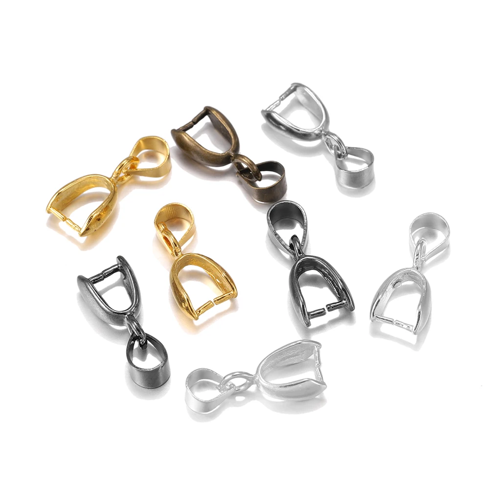 

20pcs/lot Copper Charm Bail Beads Melon Seeds Buckle 17x6mm Plated Pendants Clasp Clips For DIY Jewelry Making Necklace Supplies