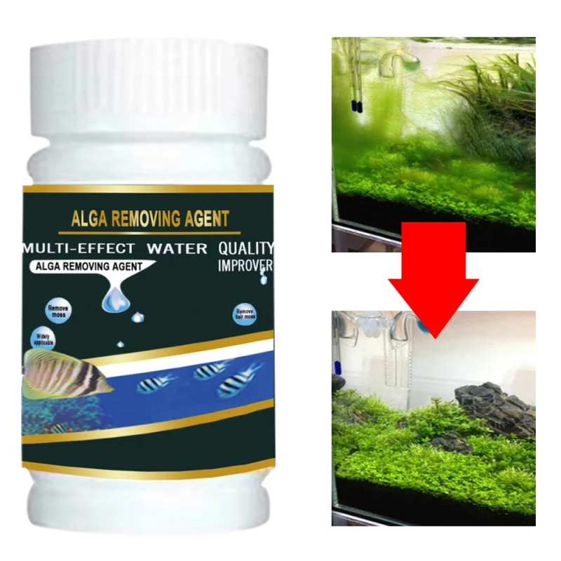 Algae Remover For Aquarium Fish Tank Pond Algae Control Solution Water Quality Improver To Keeps Aquariums& Pond Water Clear