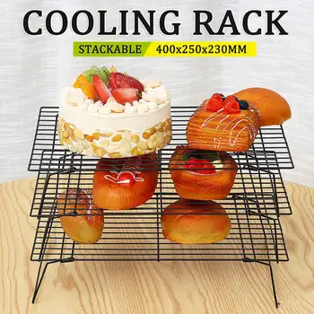 

Stainless Steel Wire Grid Cake Cooling Tray Cake Food Rack Oven Kitchen Baking Pizza Bread Barbecue Cookie Biscuit Holder Shelf