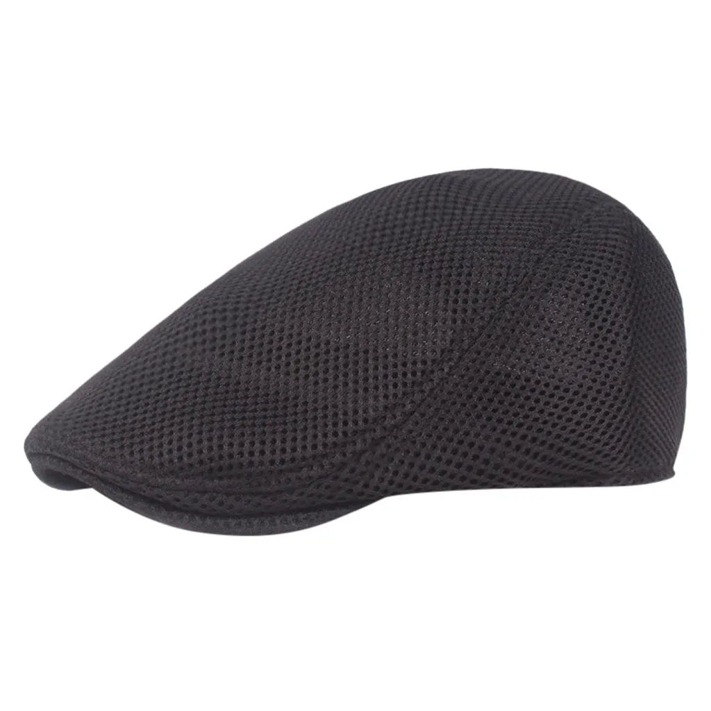 

Beret Hat Men Casual Mesh Flat Cap Male Solid Breathable Adjustable Classic Summer Duckbill Caps Fahion 2019 #L5