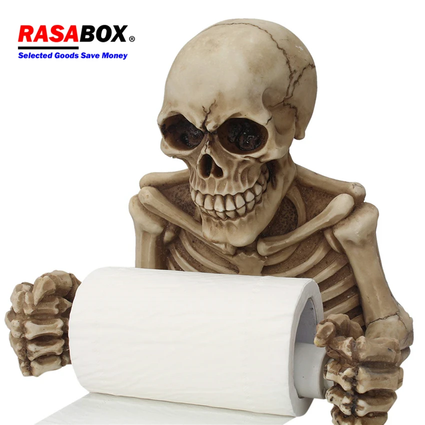 

RASABOX- Toilet Paper Holders, Skull Shape Tissue Holder, Bathroom Toilet Roll Paper Towel Rack
