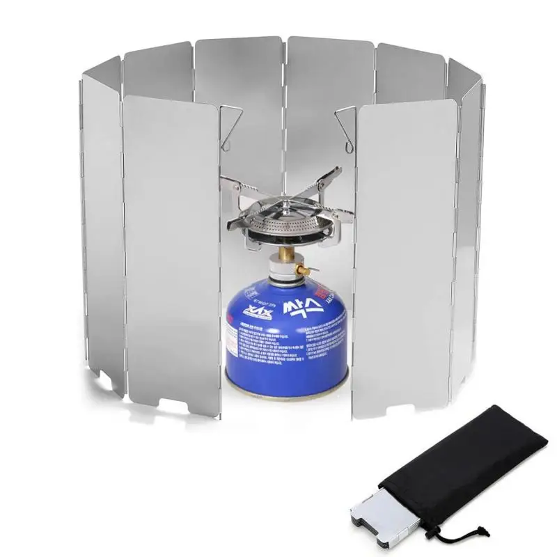 

Складной ветрозащитный экран для газовой плиты, 16 тарелок, защита от ветра для кемпинга, пикника, приготовления пищи, горелка, ветрозащитный экран с сумкой