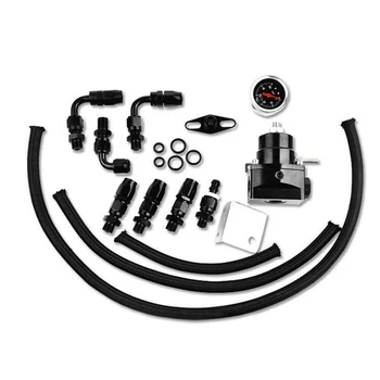 

Universal Adjustable Black Fuel Pressure Regulator FPR + 100psi Gauge AN 6 Fitting End FOR 7MGTE MKIII