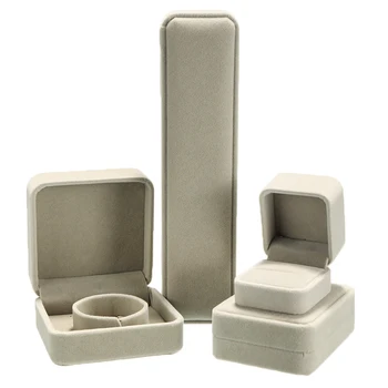 

Gray Velvet Jewelry Box Jewellery Packaging Display Earrings Necklace Bracelets Ring Box Jewelry Organizer