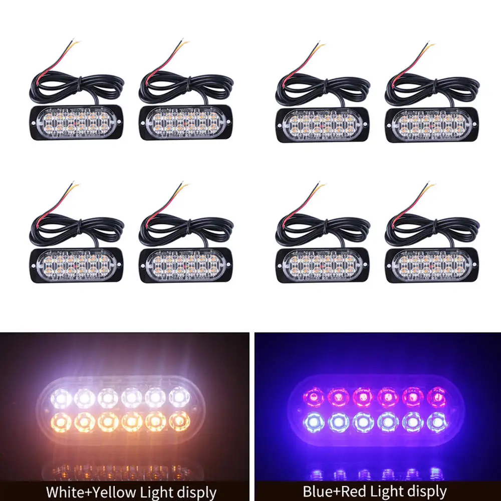 

2pcs 12V 24V LED Emergency Warning Lights Amber Orange Front Breakdown Beacon Light Universal Car Accessories