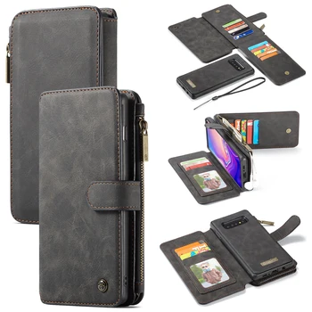 

For samsung galaxy S10 S8 S9 Plus S7 edge Wallet Case magnetic detachable 2 in 1 card holder for Samsung note 8 9 leather Case