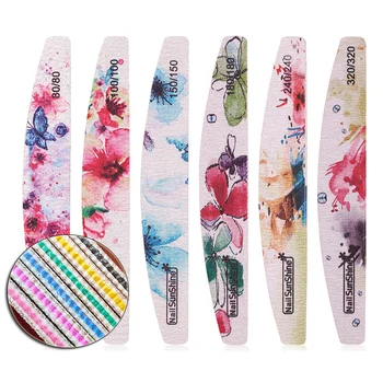 

CHNRMJL 25Pcs/lot Half Moon Nail Art File 80/100/150/180/240/320 Grinding Washable Nails Polish Block Buffer Files Manicure Tool