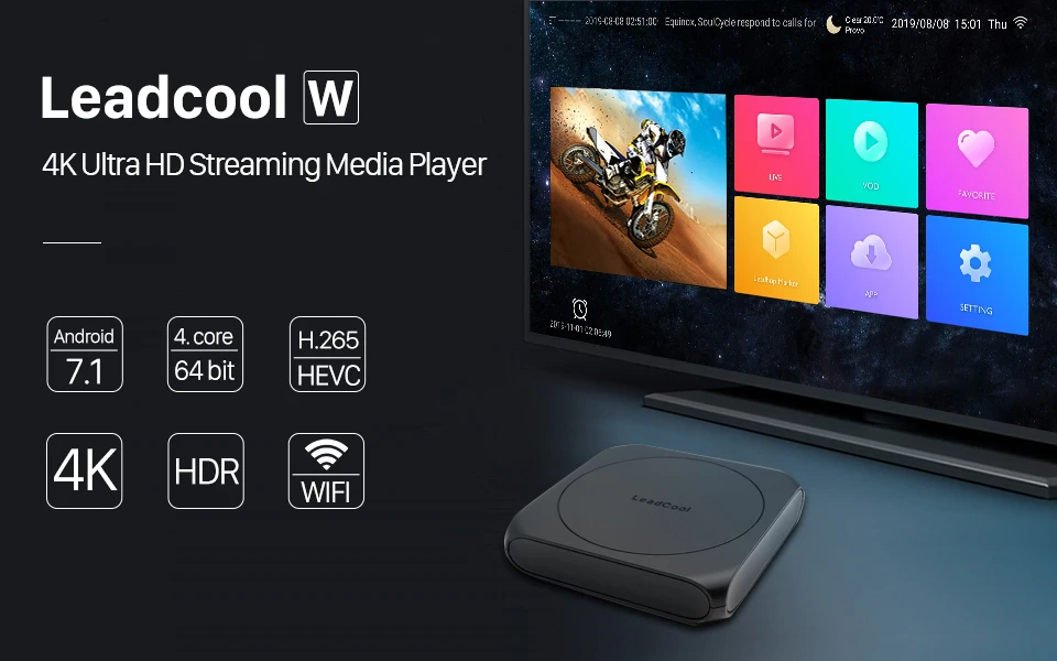 Leadcool Android 7,1 tv BOX 1G 8GB Amlogic S905W четырехъядерный 2,4 ГГц WiFi медиаплеер смарт-приставка 1 ГБ 8 ГБ Leadcool приемник