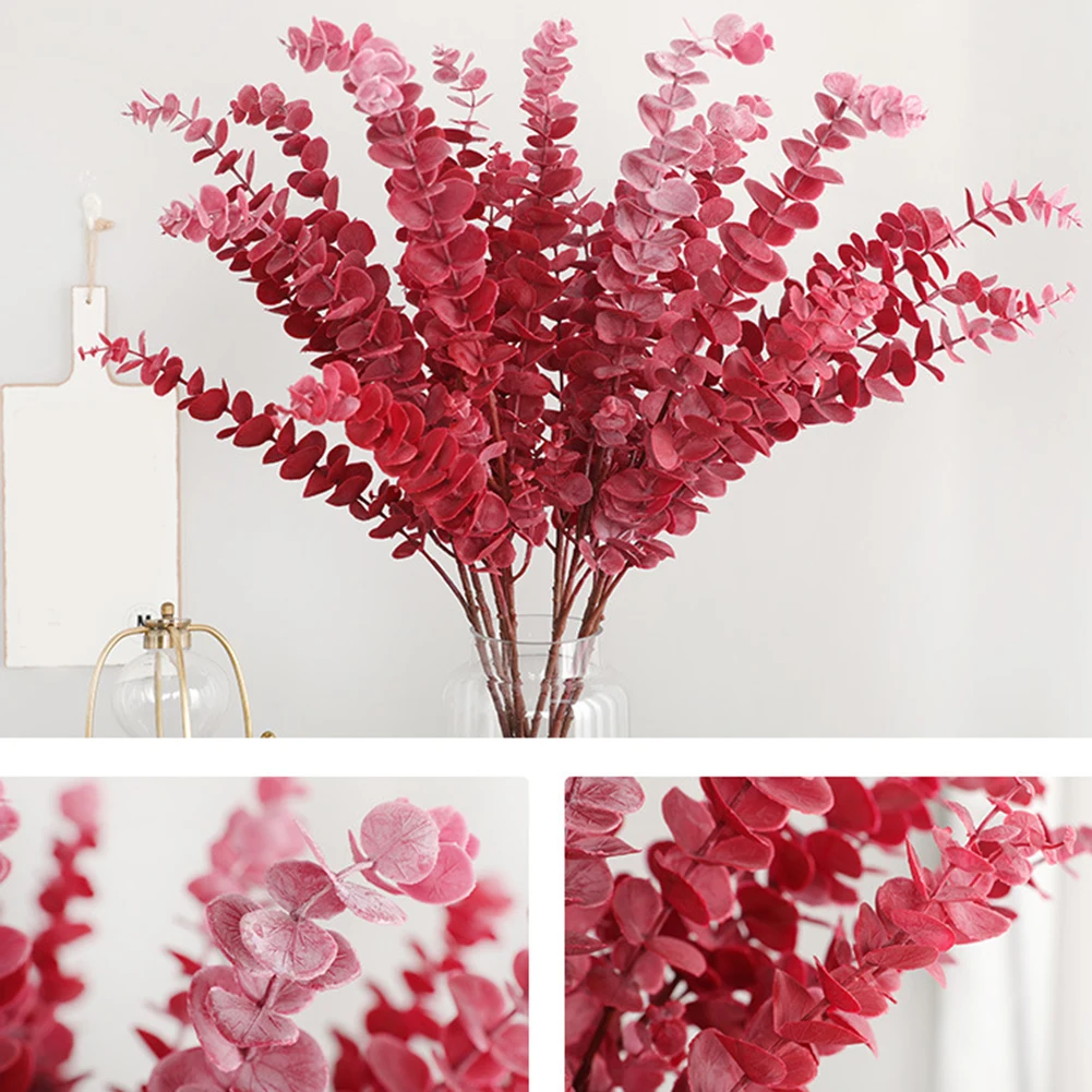 

Artificial Plant Simulation Plastic Eucalyptus Leaves Fake Flower Home Wedding Decoration for Hotel Office Party Garden