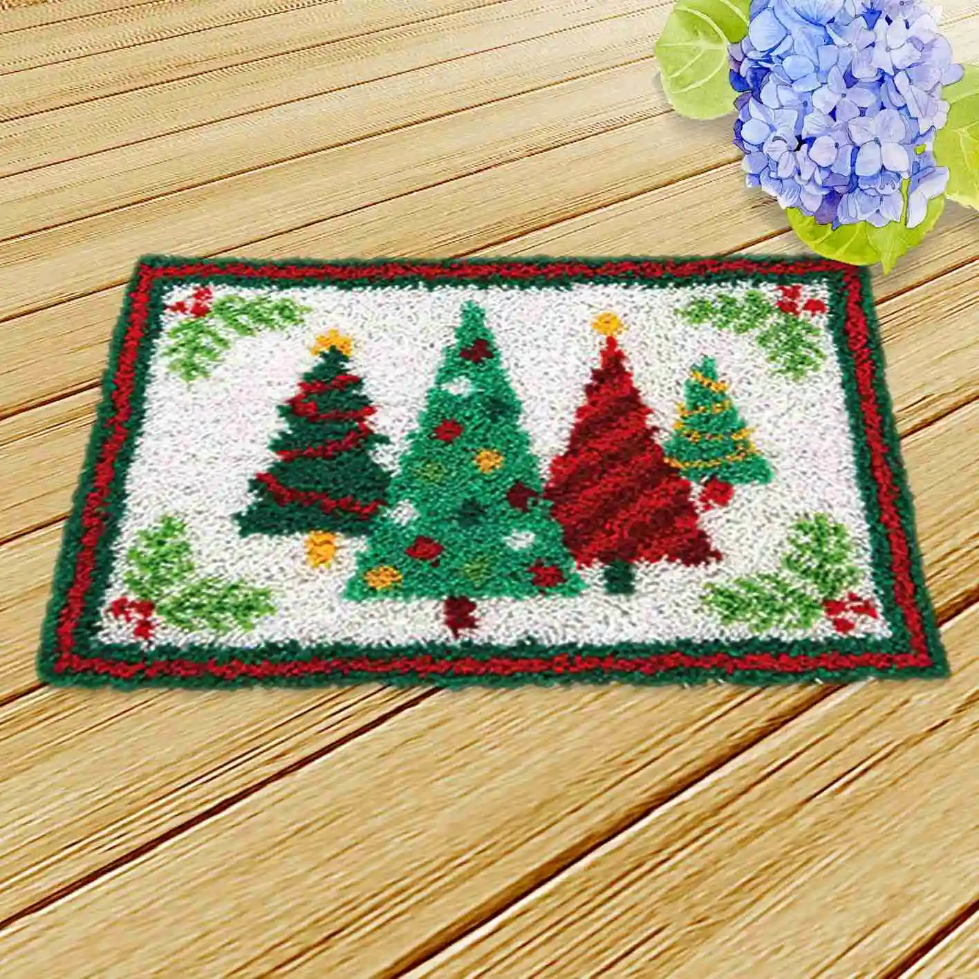 Christmas Gift Hook Rug Kit Needlework Sets Unfinished Crocheting Yarn Mat Latch Hook Rug Kits Carpet Set Christmas Decoration