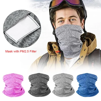 

Unisex Seamless Bandana Face Mask Scarf with Filter Pocket Solid Color Outdoor Cycling Dustproof Sunscreen Neck Gaiter PM2.5