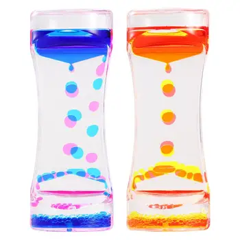

BESTOMZ 2pcs Double Colors Oil Hourglass Liquid Motion Bubble Timer with Pretty Waist Desk Decor Birthday Gift Children Toy