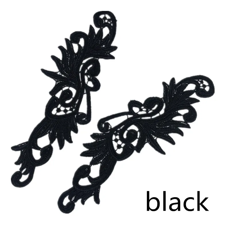 CHICKNIT 1 пара флуоресцентных цветов вышивка цветок кружево Аппликация патч для шитья Танго латинский танец балетные костюмы платье DA004 - Цвет: black