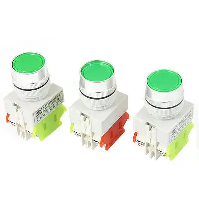 

3 Pcs Ui 660V Ith 10A 24mm Thread DPST 1NO 1NC Latching Push Button Switch