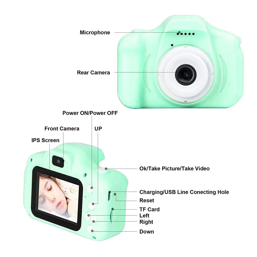 new Kids Digital Camera Children's Camera 2.0 LCD Mini Camera Children's Camera 32G SD Card Great Gift for Kids