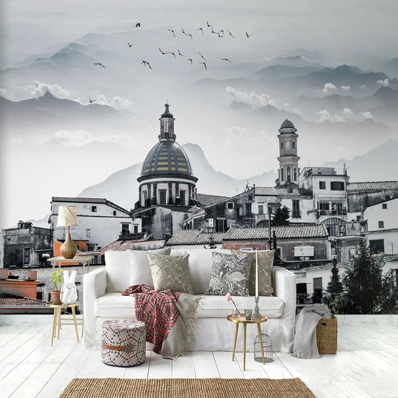 3D Wallpaper European Style Building Churches Landscape Photo Murals Living Room TV Sofa Bedroom Background Wall Painting Fresco