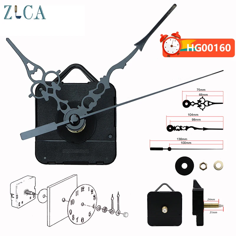 DIY Quartz Movement Wall Clock Motor Mechanism Long Spindle Repair Parts Tool 