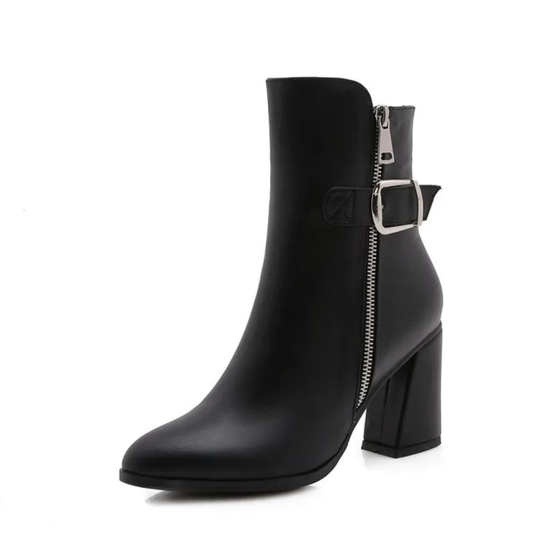 black with fur ASUMER/ г., Новое поступление, ботильоны женские модельные туфли из натуральной кожи на высоком каблуке женские осенне-зимние полусапожки - Цвет: black with fur