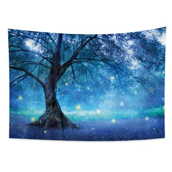 

Cassisy Tapestry Bedroom Wall hanging Blanket Night Dreamy Starry Tree Moon Dorm Home Decor Wall Cloth Beach Towel Carpet Boho