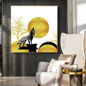 

Abstract Painting Tree Wolf Poster Nordic Wall Pictures for Living Room Decoration Maison Home Decor Modern Minimalist Art