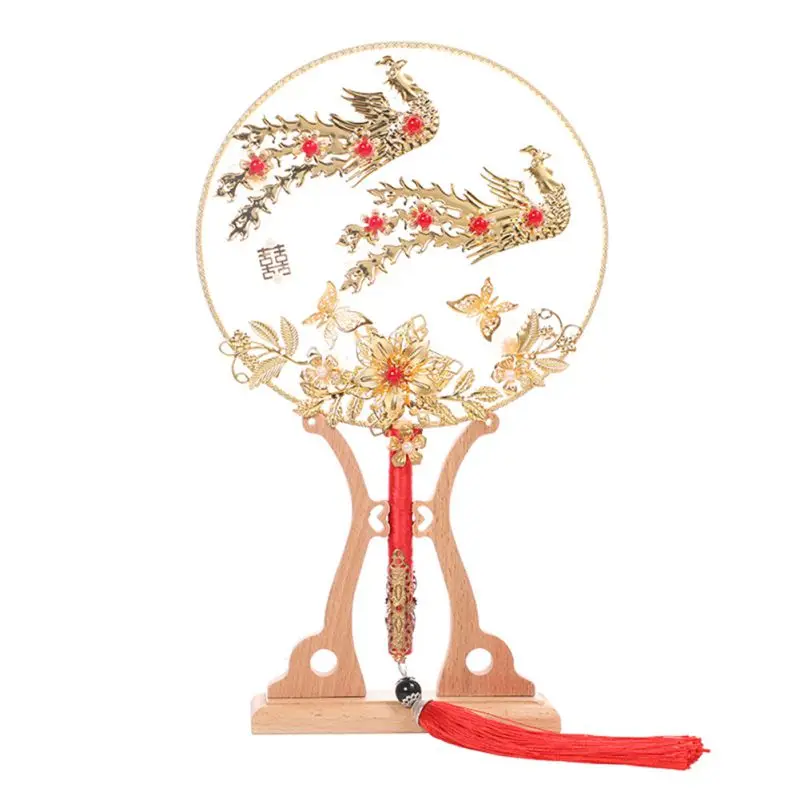 Chinese Ancient Palace Style Round Fan Hand Held Silk Fans For Wedding Photography Party Supplies Home Decor Birthday Gift