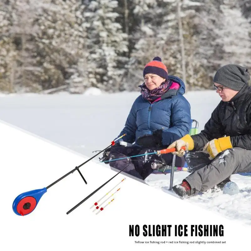 Portable Durable Winter Ice Fishing Rod Blue Flag Tip-Up Hand-free Compact Pole Outdoor Fishing Tackle Equipment